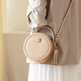 Small Round Leather Circle Crossbody Bags - Annie Jewel