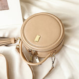Small Round Leather Circle Crossbody Bags - Annie Jewel