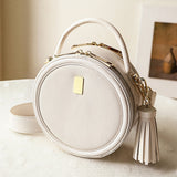 Small Round Leather Circle Crossbody Bags - Annie Jewel