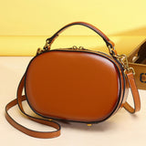 Small Leather Round Elliptic Crossobdy Bag Clutch Purse - Annie Jewel