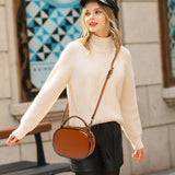 Small Leather Round Elliptic Crossobdy Bag Clutch Purse - Annie Jewel