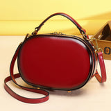 Small Leather Round Elliptic Crossobdy Bag Clutch Purse - Annie Jewel