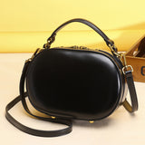 Small Leather Round Elliptic Crossobdy Bag Clutch Purse - Annie Jewel