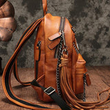 Vintage Leather Purse Cute 13" Backpacks Shoulder Travel Bags - Annie Jewel