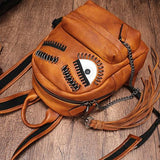 Vintage Leather Purse Cute 13" Backpacks Shoulder Travel Bags - Annie Jewel