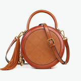Quited Leather Circle Round Crossbody Bags 2021 - Annie Jewel
