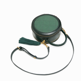 Red Leather Circle Round Crosbody Clutch Bags - Annie Jewel