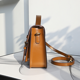 Women's Leather Small Structured Cambridge Satchel Handle Bag Purse - Annie Jewel