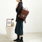 Women's Satchel Backpack Vertical Leather Satchel Backpack
