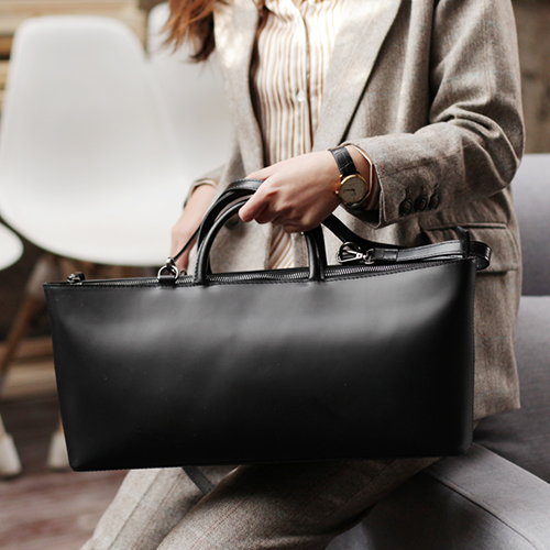 Womens Leather Structured Black 18