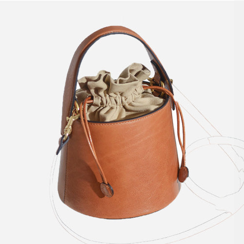 Small Leather Bucket Handbag For Women Annie Jewel