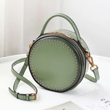 Green round leather crossbody bag