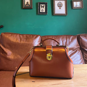 Vintage Brown Leather Doctor Bag: Structured Elegance Meets Modern