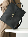 Women's Leather Flap Vertical Satchel Backpack