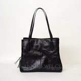 Womens Black Leather Tote Bag Genuine Leather Tote Bag With Zipper - Annie Jewel
