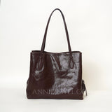 Womens brown Leather Tote Bag Genuine Leather Tote Bag With Zipper - Annie Jewel