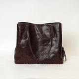 Womens Black Leather Tote Bag Genuine Leather Tote Bag With Zipper - Annie Jewel