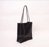 Black Leather Tote Bag Vertical Leather Tote Bag Cowhide Tote Womens - Annie Jewel