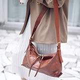 Zipper Medium Hobo Bag brown hobo bag leather hobo shoulder bag