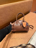 side of Dome Leather Crossbody Bag Dome Shaped Leather Bag Genuine Leather Dome Bag Womens - Annie Jewel