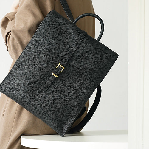 black leather minimalist backpack Womens Black Backpack For Work Black Womens Laptop Backpack