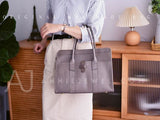 genuine leather tote bag with zipper Structured Leather Tote Womens