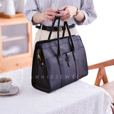 black leather laptop tote black leather tote bag for work Womens