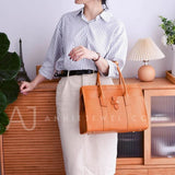 Genuine Leather Laptop Satchel Tote Structured Leather Tote Womens