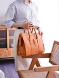 Genuine Leather Laptop Satchel Tote Structured Leather Tote Womens