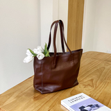 Women's Leather Tote Soft Leather Tote Bag With Zipper Shopper Tote Bag Leather