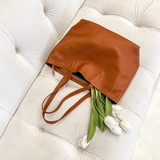 Women's brown Leather Tote Soft Leather Tote Bag With Zipper Shopper Tote Bag Leather