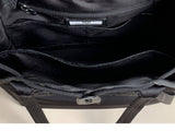 detail of Black Drawstring Nylon Tote Bag Utility Nylon Tote Bag With Front Zipper Pocket Womens - Annie Jewel