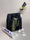 Black Drawstring Nylon Tote Bag Utility Nylon Tote Bag With Front Zipper Pocket Womens - Annie Jewel
