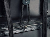 detail of Black Drawstring Nylon Tote Bag Utility Nylon Tote Bag With Front Zipper Pocket Womens - Annie Jewel