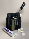 Black Drawstring Nylon Tote Bag Utility Nylon Tote Bag With Front Zipper Pocket Womens - Annie Jewel