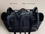 detail of Black Drawstring Nylon Tote Bag Utility Nylon Tote Bag With Front Zipper Pocket Womens - Annie Jewel