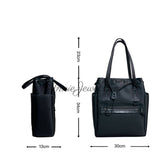 Black Drawstring Nylon Tote Bag Utility Nylon Tote Bag With Front Zipper Pocket Womens - Annie Jewel
