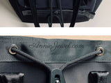 detail of Black Drawstring Nylon Tote Bag Utility Nylon Tote Bag With Front Zipper Pocket Womens - Annie Jewel
