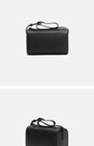 Black Genuine Leather Box Crossbody Bag With Zipper Small Leather Canteen Bag Womens 