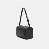 Black Genuine Leather Box Crossbody Bag With Zipper Small Leather Canteen Bag Womens 