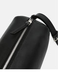 Black Genuine Leather Box Crossbody Bag With Zipper Small Leather Canteen Bag Womens 