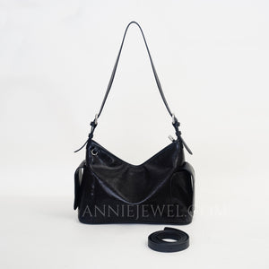Black Leather Bag Hobo Black Leather Hobo Bags Shoulder Bag Womens - Annie Jewel