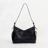 Black Leather Bag Hobo Black Leather Hobo Bags Shoulder Bag Womens - Annie Jewel