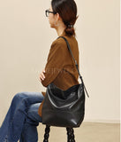Black Leather Bucket Bag Hobo Genuine Leather Bucket Shoulder Bag Womens - Annie Jewel