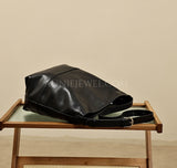 Black Leather Bucket Bag Hobo Genuine Leather Bucket Shoulder Bag Womens - Annie Jewel