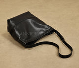 Black Leather Bucket Bag Hobo Genuine Leather Bucket Shoulder Bag Womens - Annie Jewel