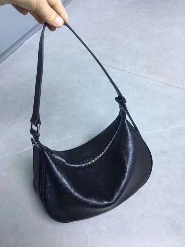 Women's Hobo Shoulder Bags Black Leather Hobo Shoulder Bag Zip