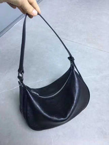 Women's Hobo Shoulder Bags Black Leather Hobo Shoulder Bag Zip Hobo Bag 