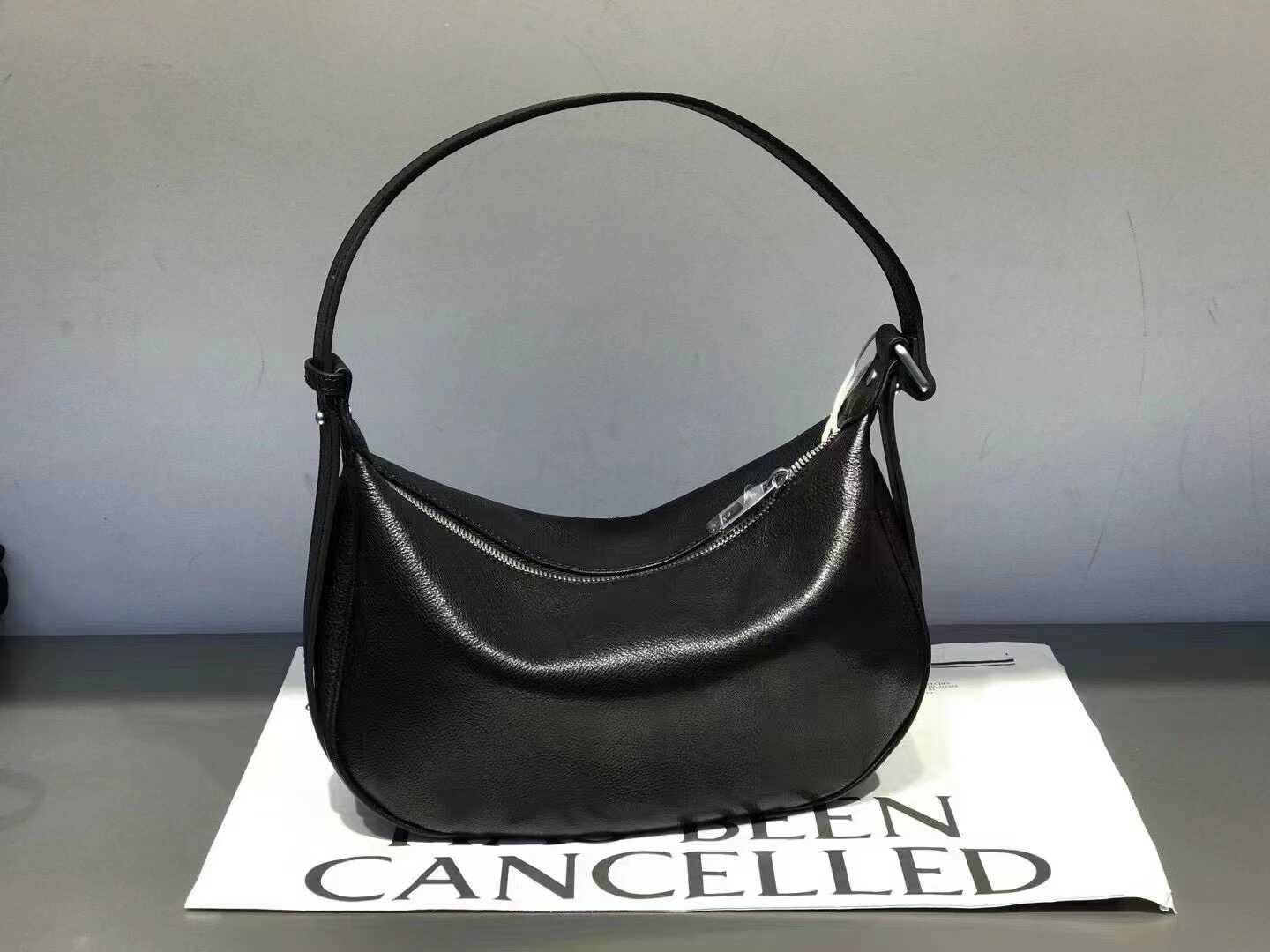 Women's Hobo Shoulder Bags Black Leather Hobo Shoulder Bag Zip
