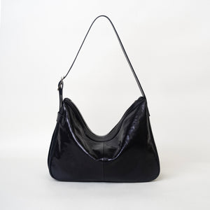 Black Leather Hobo Shoulder Bag Medium Hobo Purse Womens Black Leather Hobo Bag - Annie Jewel